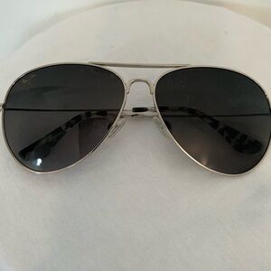 Maui Jim aviator sunglasses gray silver tone skinny frame